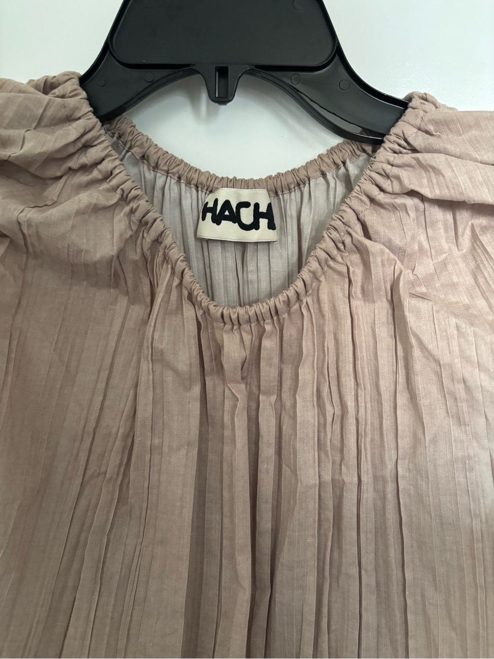 HACH Women's Pleated Blouse in Taupe